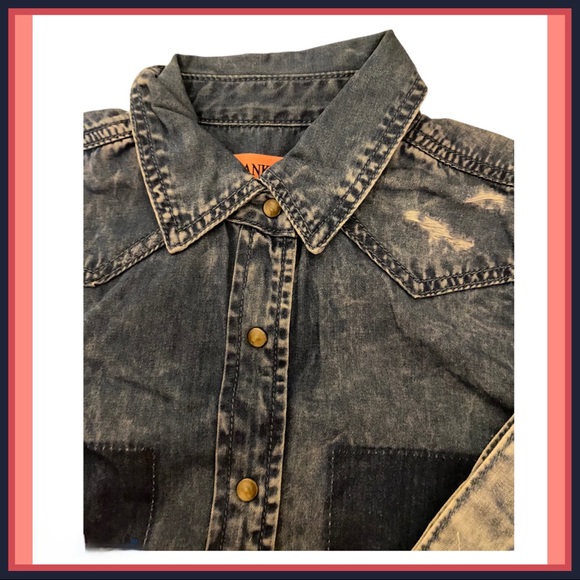 NWT BLANK NYC KIDS DISTRESSED SNAP SHIRT Sz S - Picture 8 of 10